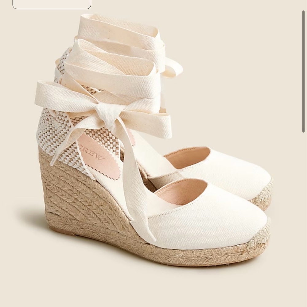 J. Crew Made-in-Spain lace-up high-heel espadrilles wedges | Women's Size 7